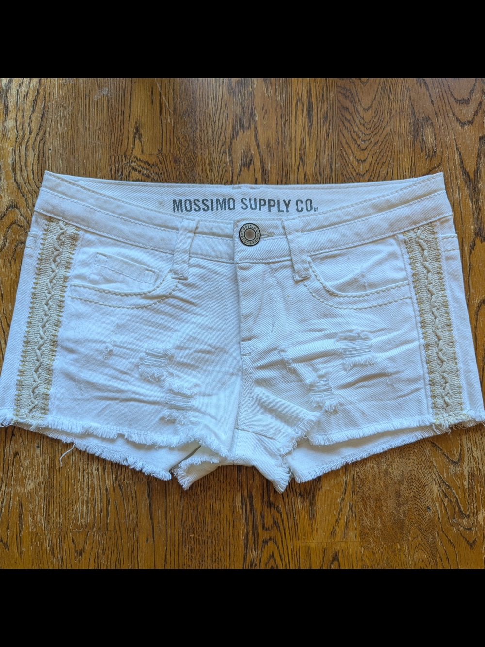 Mossimo Supply Co. White Denim Frayed Hem Shorts